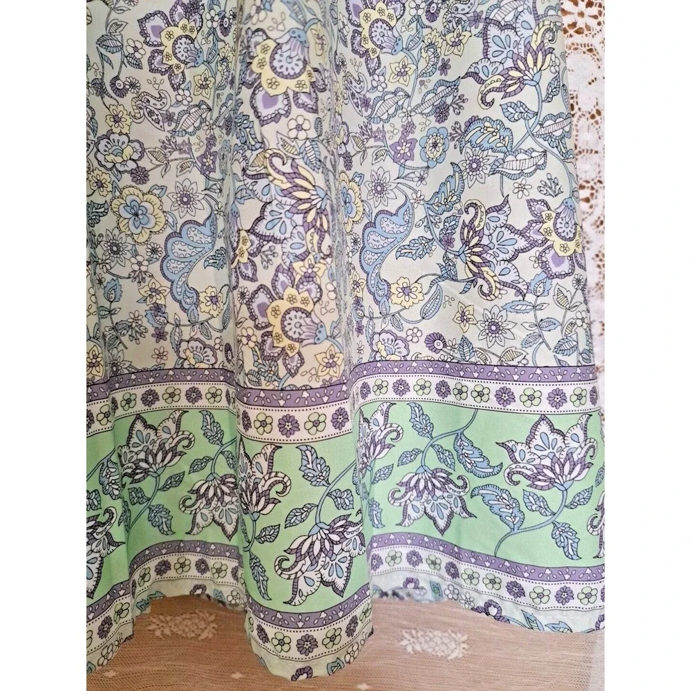 Women's Dress 3XL Green/ Lavender Floral Shift Boho Festival‎ Beachy Misslook